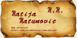 Matija Matunović vizit kartica